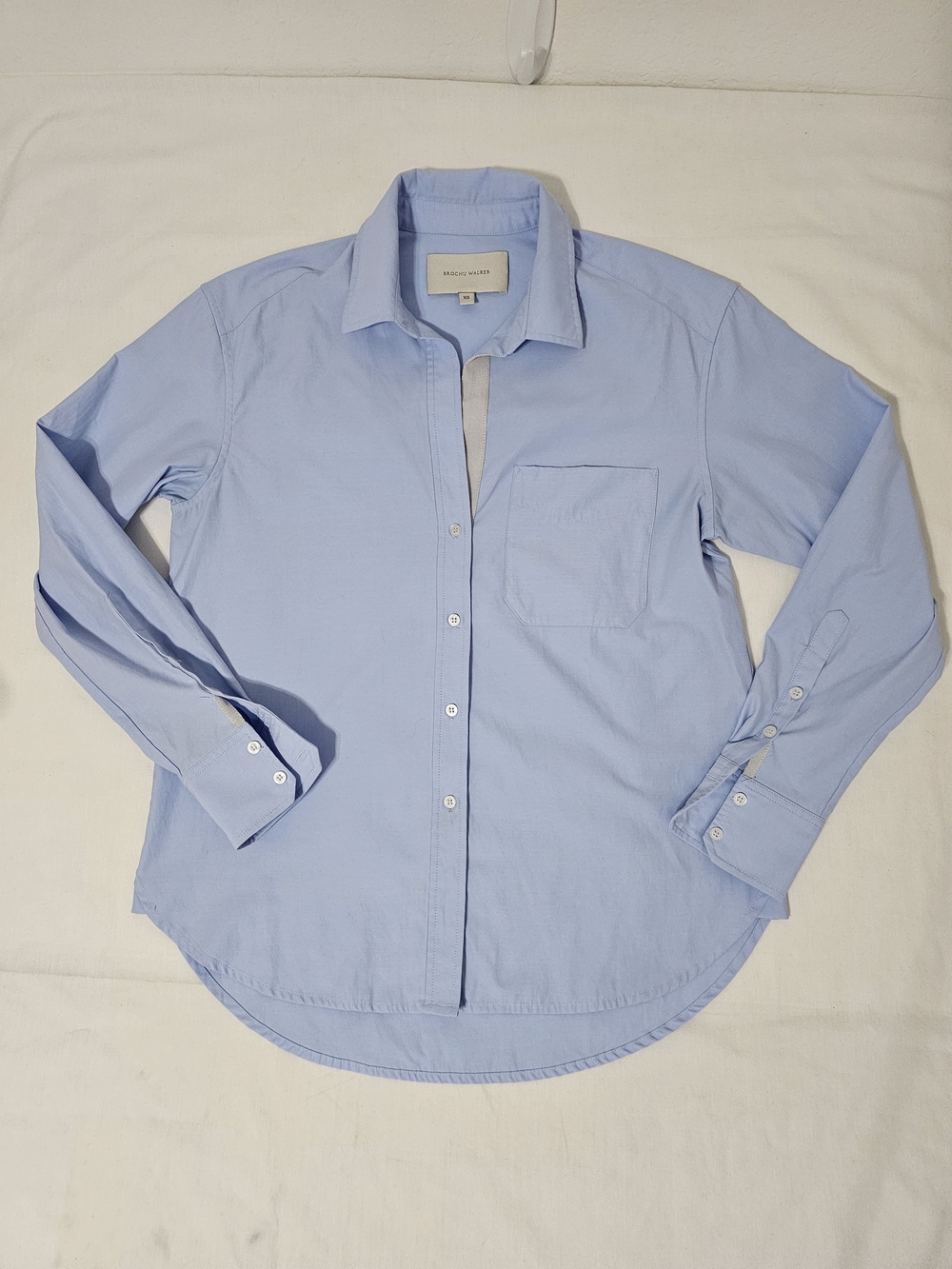 Brochu Walker Blue Button Front Shirt XS Cotton Blend Collared Long Sleeve Offic - Picture 4 of 8